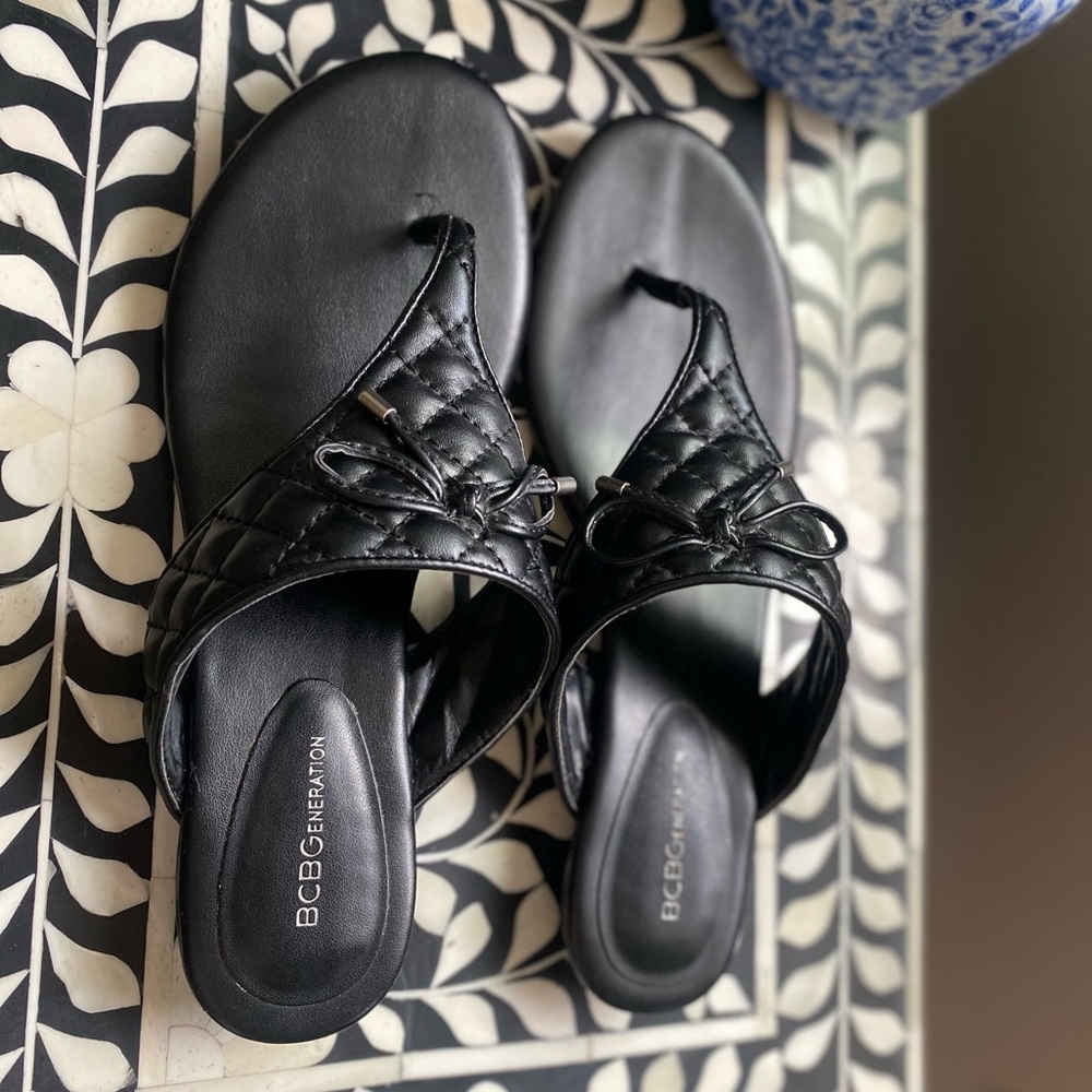 Bcbgeneration Black Leather Sandals. - image 2